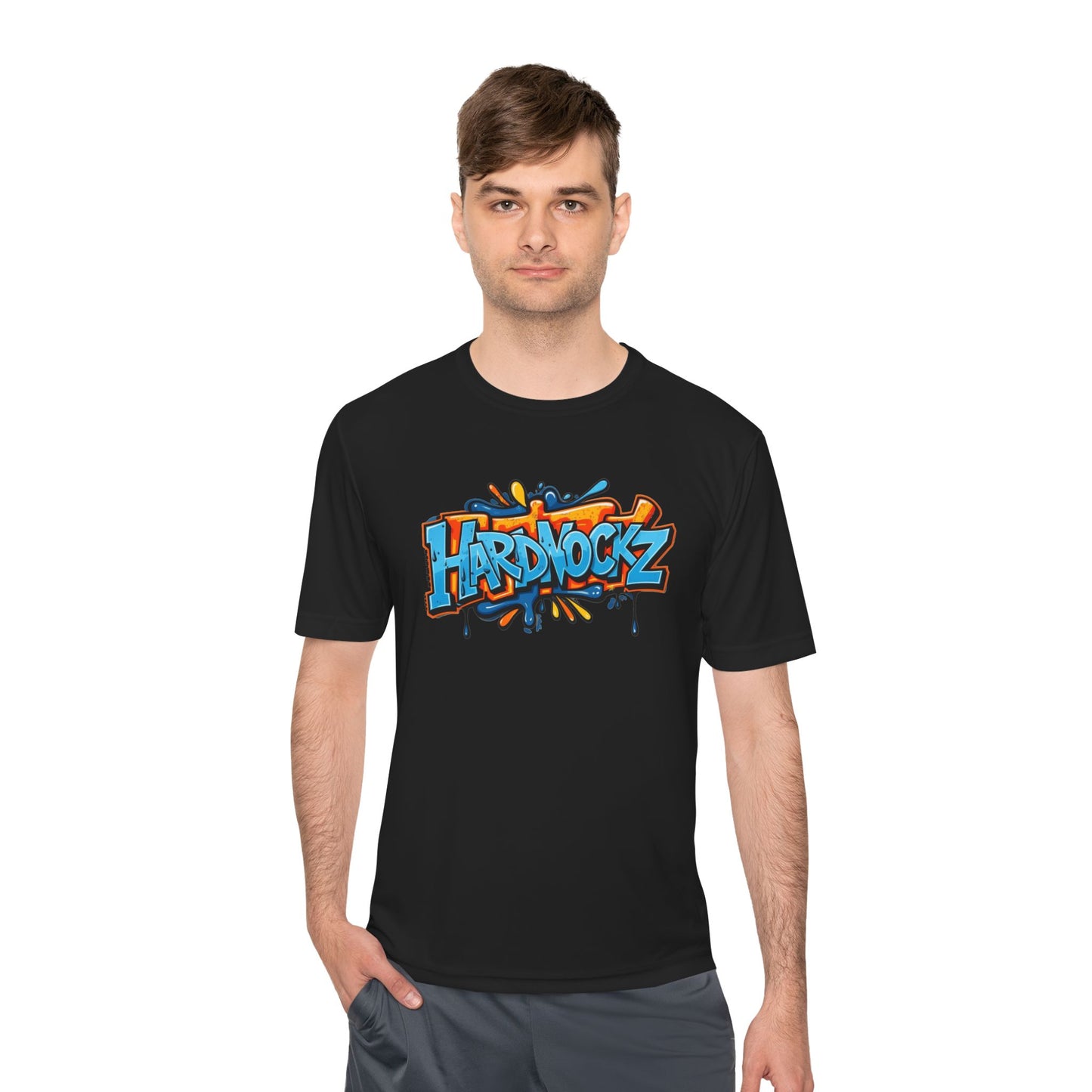 Unisex Graffiti-Style Moisture Wicking Tee, Streetwear Shirt, Activewear Top, Urban Fashion Tee, Sportswear, Gift for Gamers